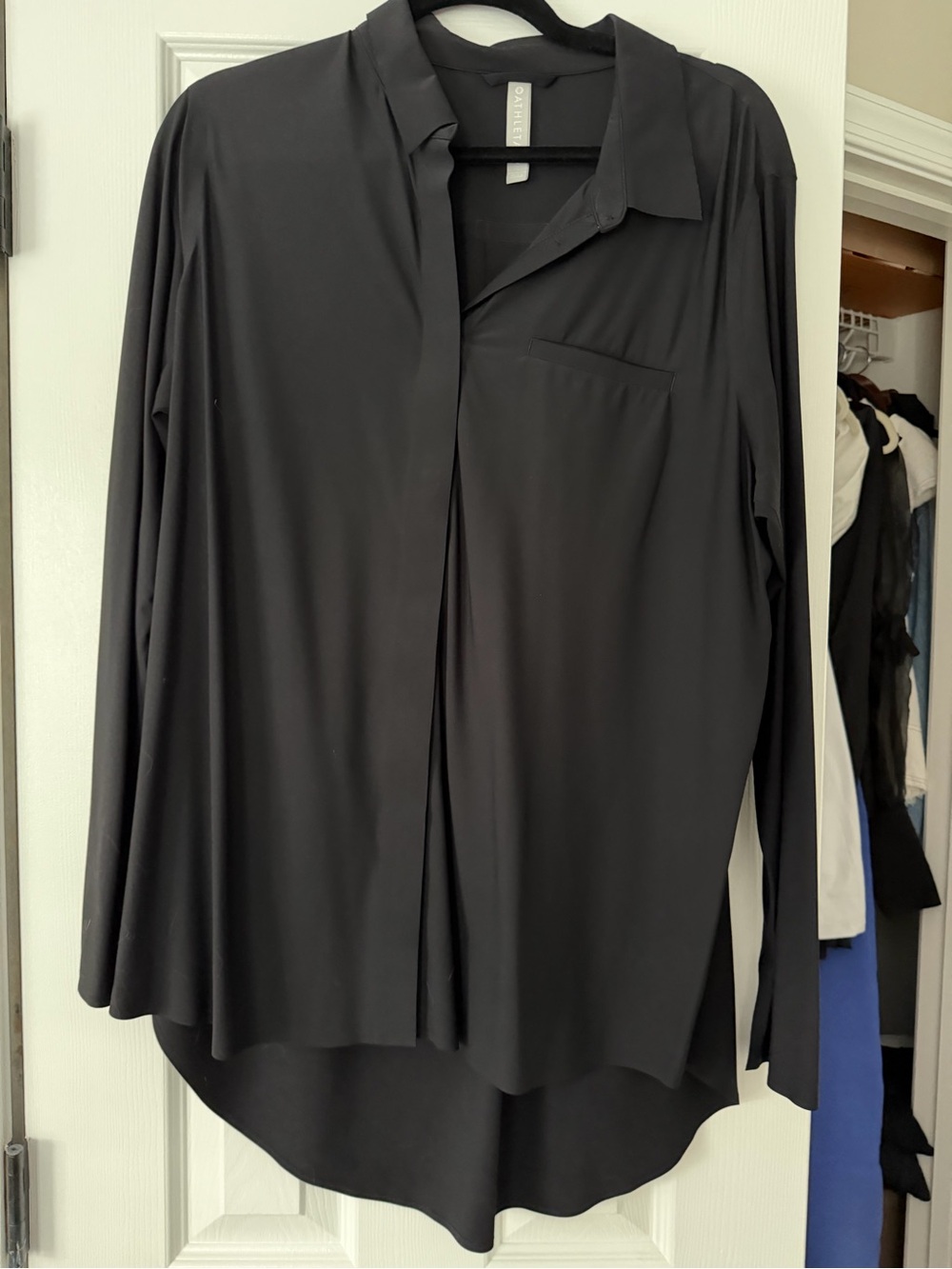 Athleta Black Long-Sleeve Button-Front Shirt